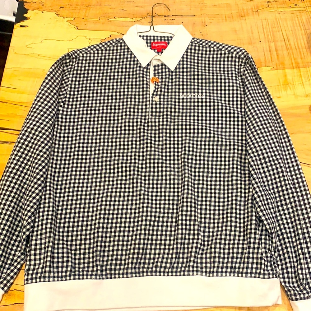 Supreme long sleeve checker rugby shirt